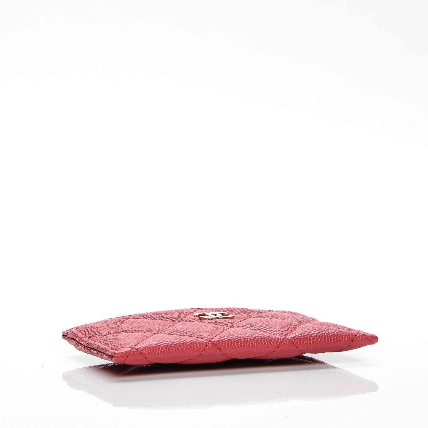Caviar Quilted Card Holder Dark Pink