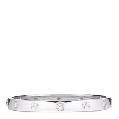 Cartier 18K White Gold 10 Diamond LOVE Bracelet 16 1 of 6