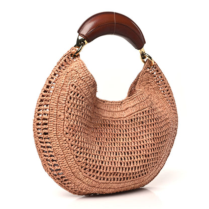Chloe Raffia Calfskin Summer Banana Hobo Summery Beige 3 of 9