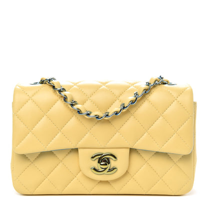 Chanel Lambskin Quilted Mini Rectangular Flap Yellow Blue 1 of 12