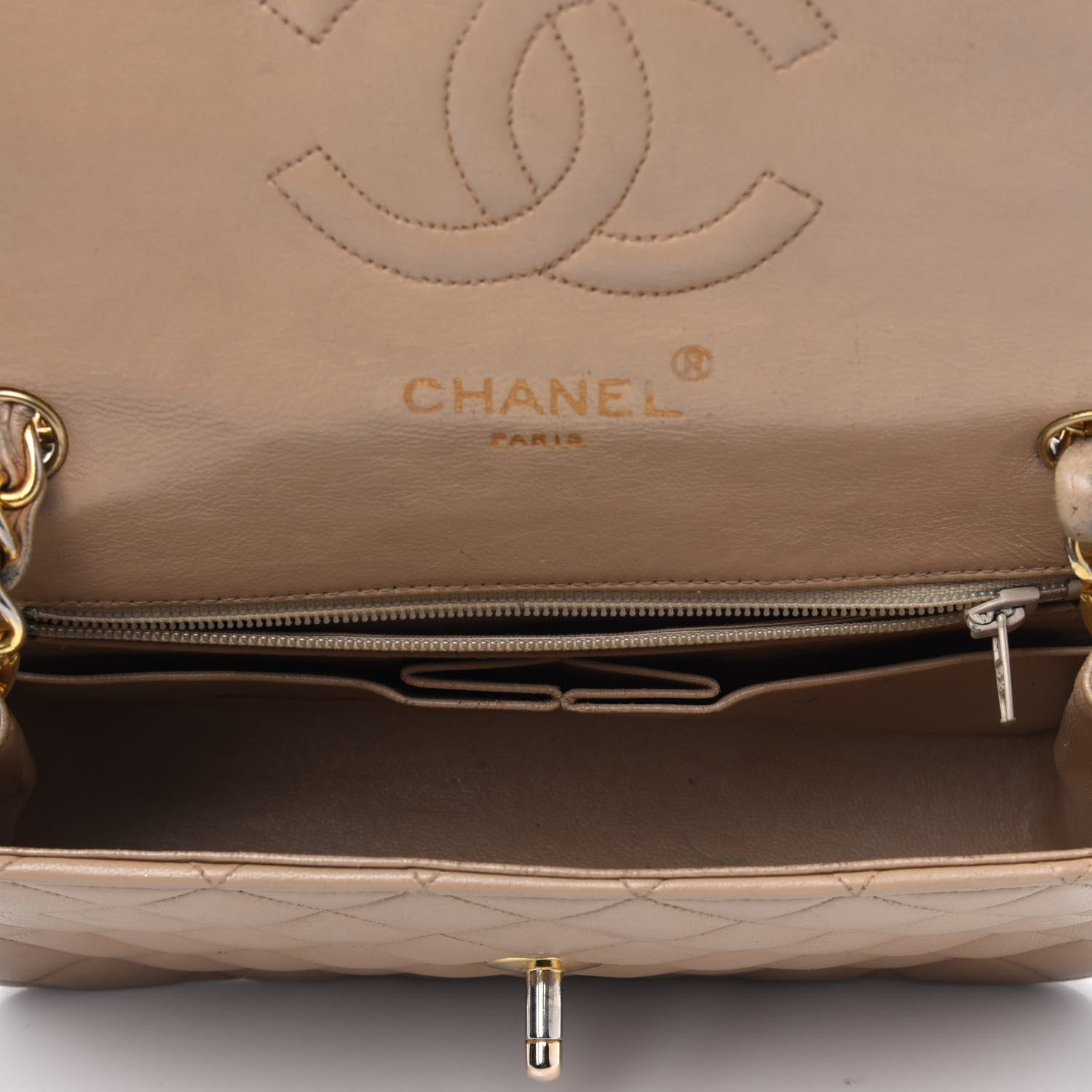 Chanel Lambskin Quilted Small Single Flap Bag Beige 4 of 5