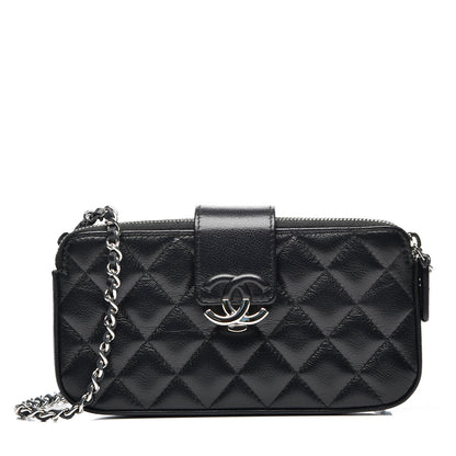 Chanel Grained Calfskin Quilted CC Box Clutch With Chain Black 1 of 11