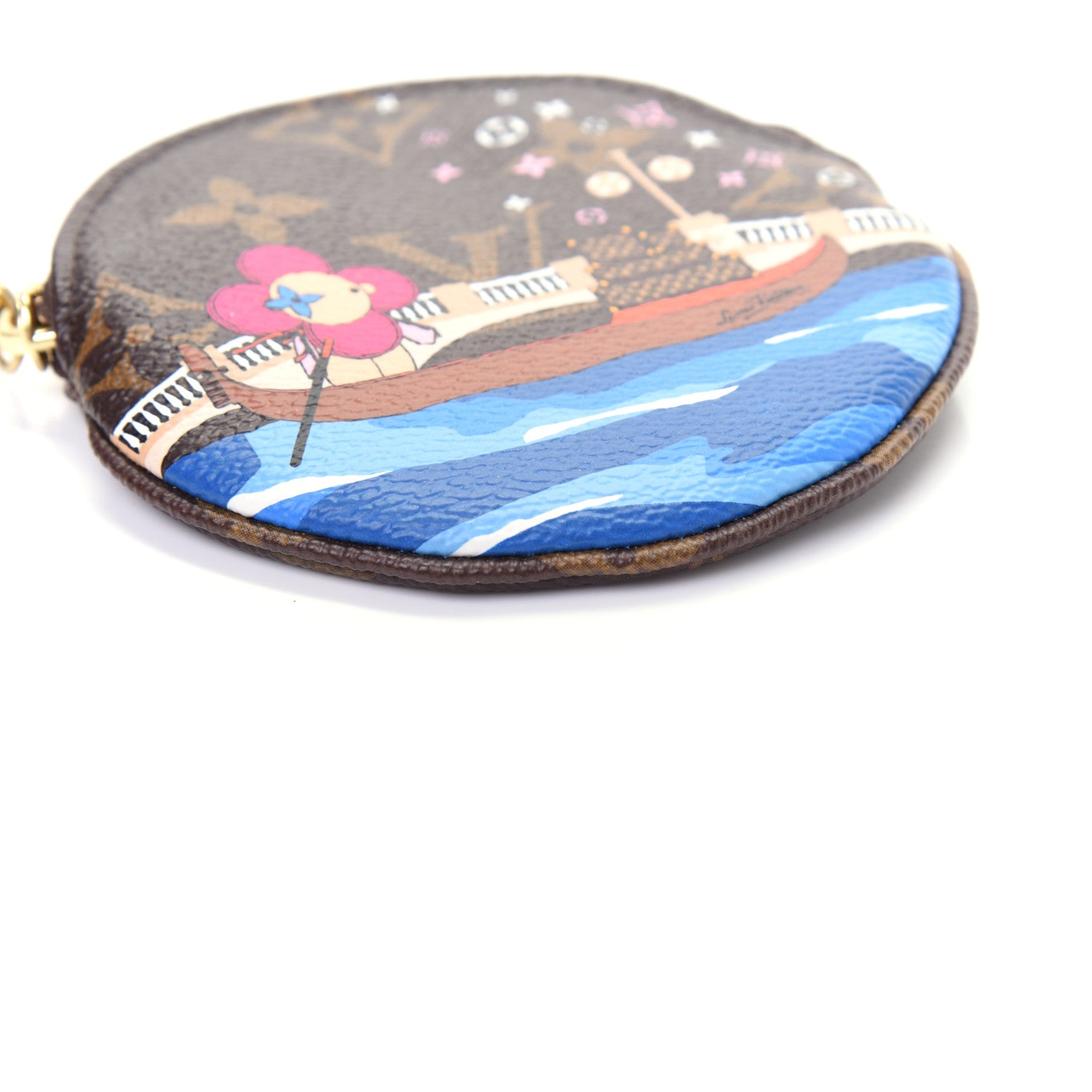 Louis Vuitton Monogram 2019 Christmas Animation Round Coin Purse Blue 6 of 9