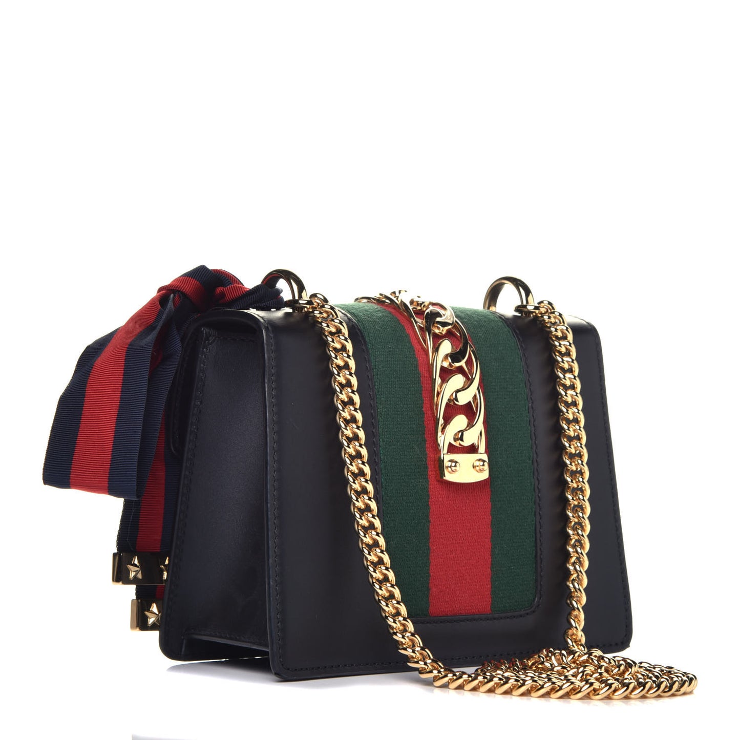 Calfskin Mini Sylvie Chain Shoulder Bag Black