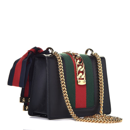 Gucci Calfskin Mini Sylvie Chain Shoulder Bag Black 3 of 9