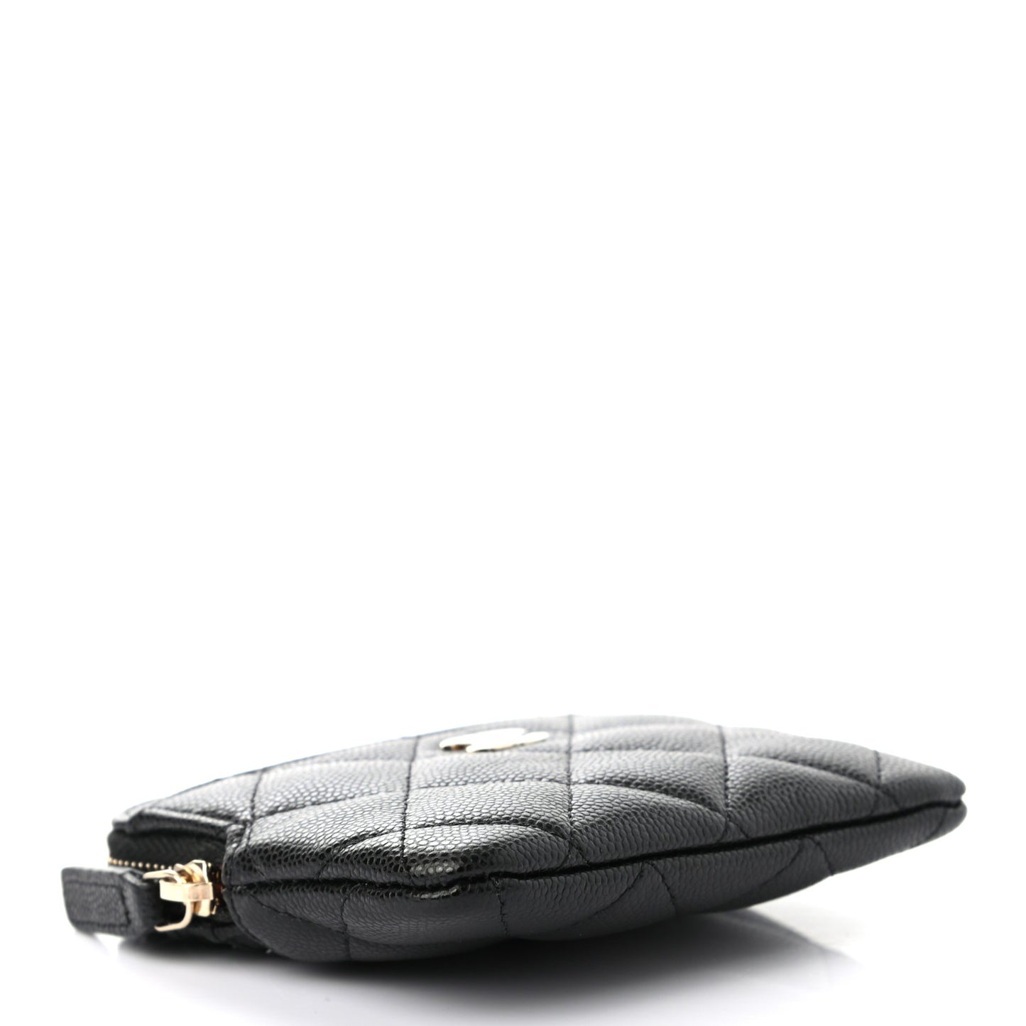 Caviar Quilted Zip Card Holder Wallet Black
