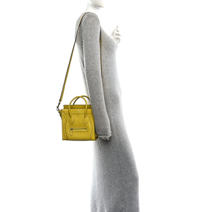 Celine Drummed Calfskin Nano Luggage Citron 2 of 11