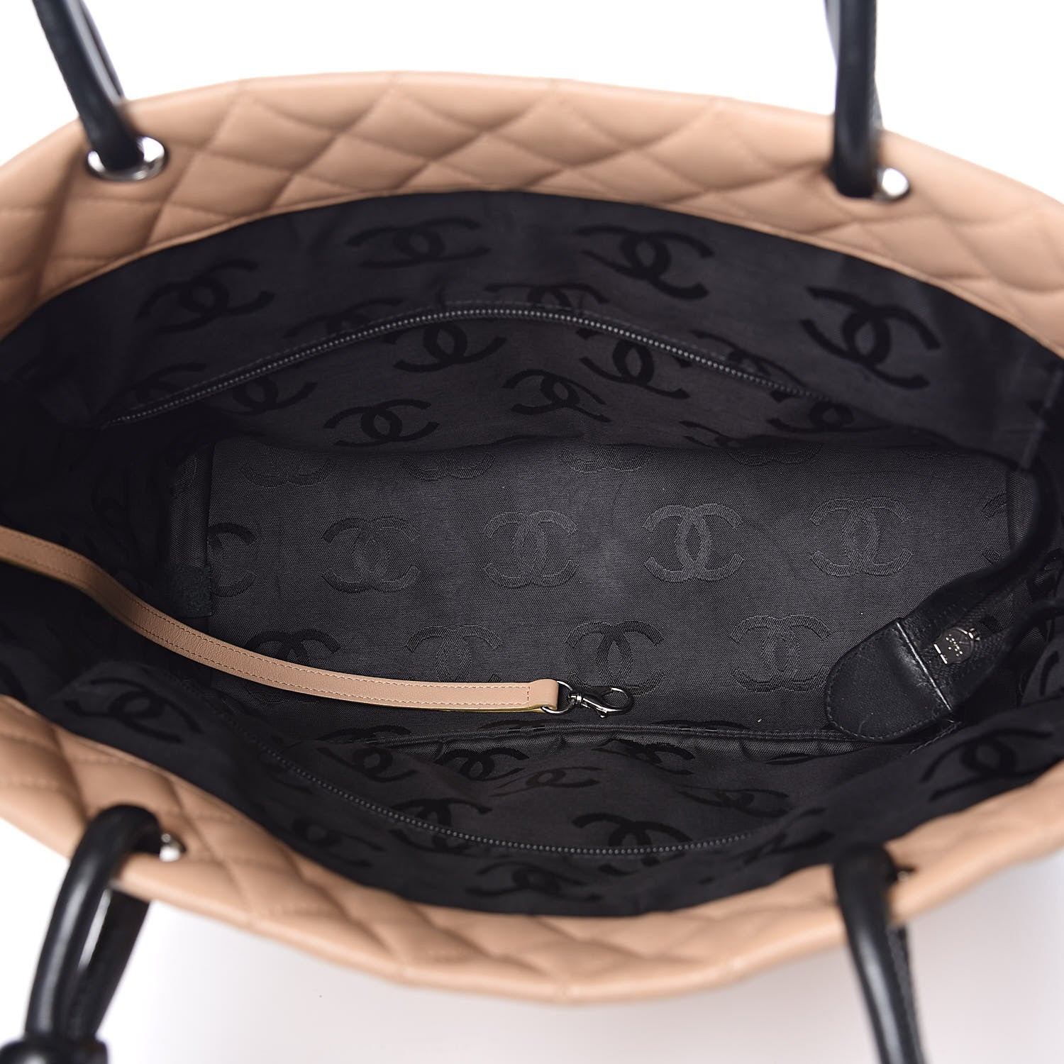 Chanel Calfskin Quilted Large Cambon Tote Beige Black 5 of 14