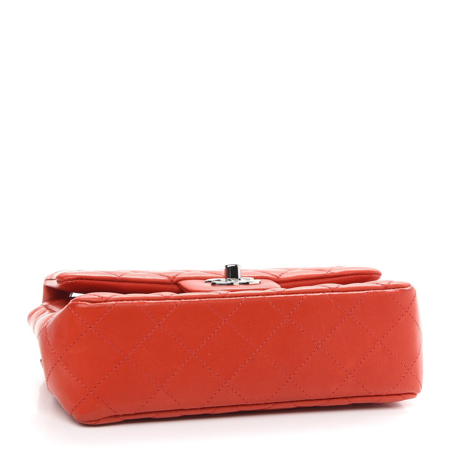 Lambskin Quilted Mini Rectangular Flap Red