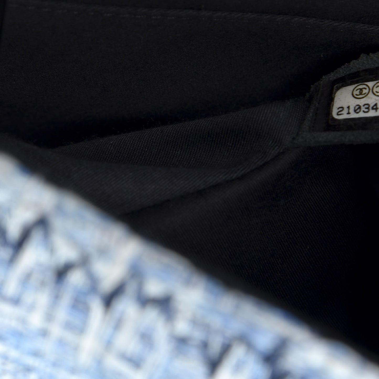 Denim Tweed Patchwork Jumbo Single Flap Blue