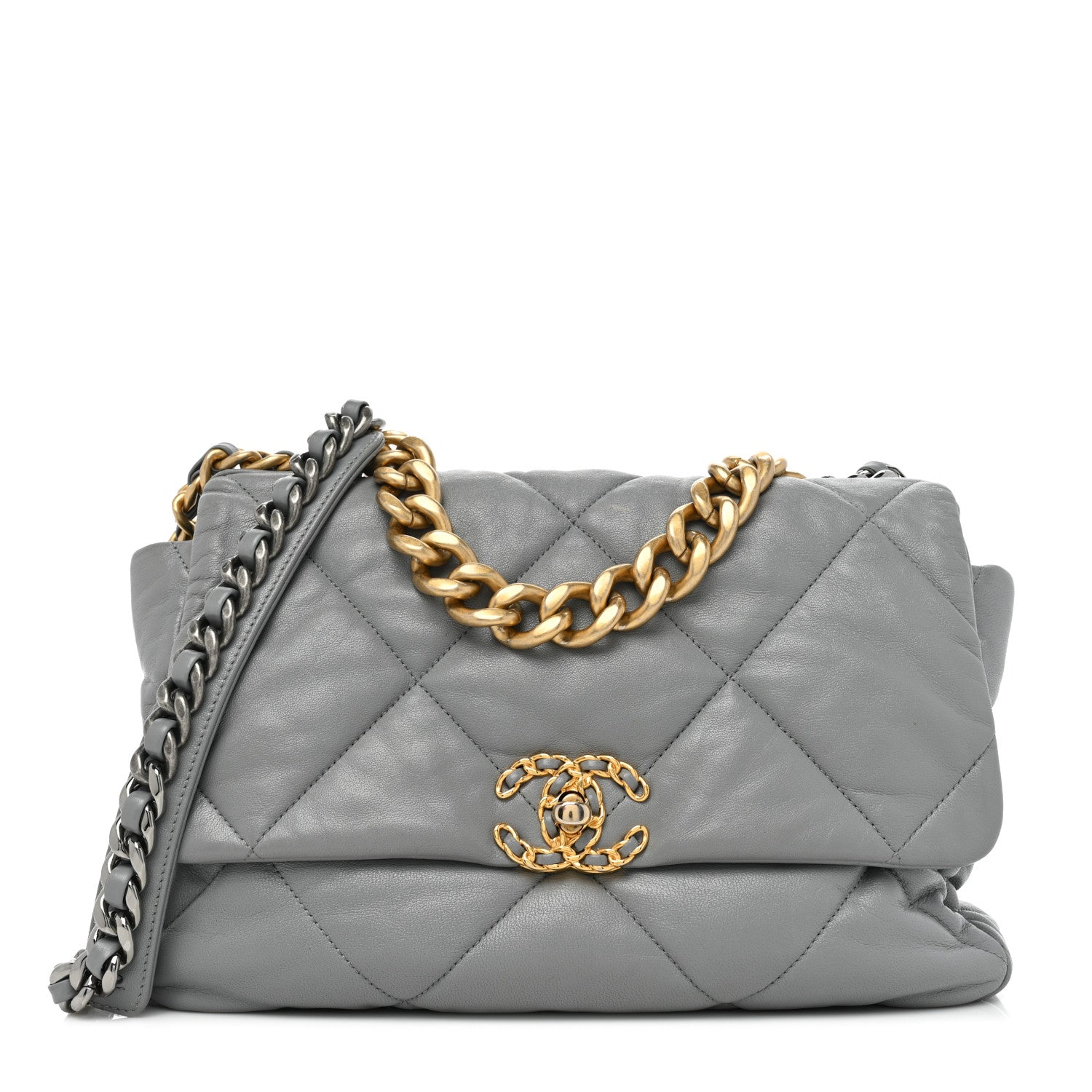Chanel Lambskin Quilted Large Chanel 19 Flap Grey 1 of 15