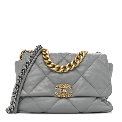 Chanel Lambskin Quilted Large Chanel 19 Flap Grey 1 of 15