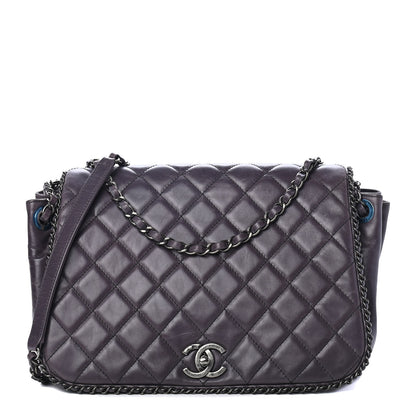 Chanel Calfskin Quilted Large CC Enchained Accordion Flap Grey 1 of 5