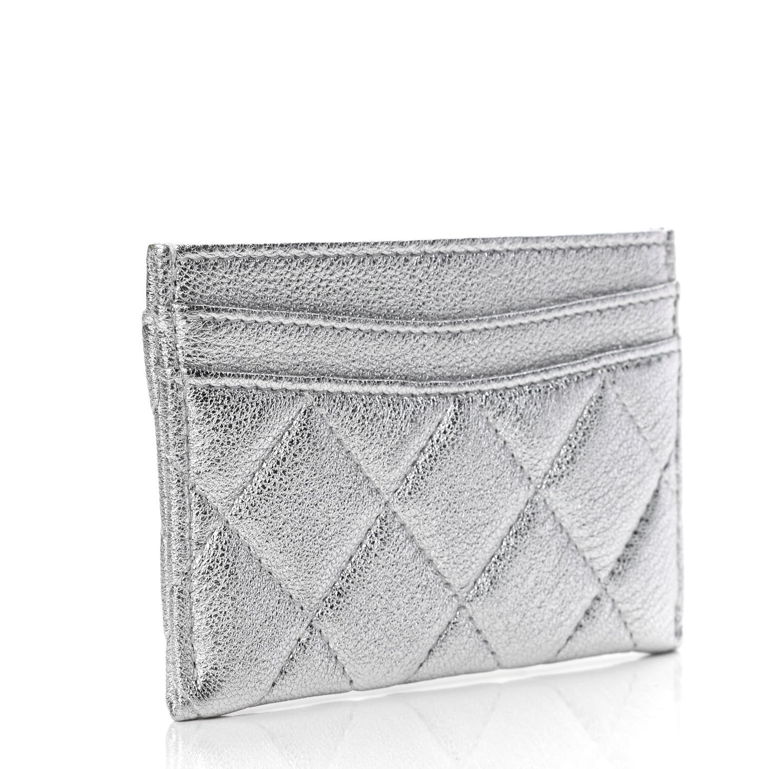 Chanel Metallic Lambskin Quilted Card Holder Silver 2 of 4