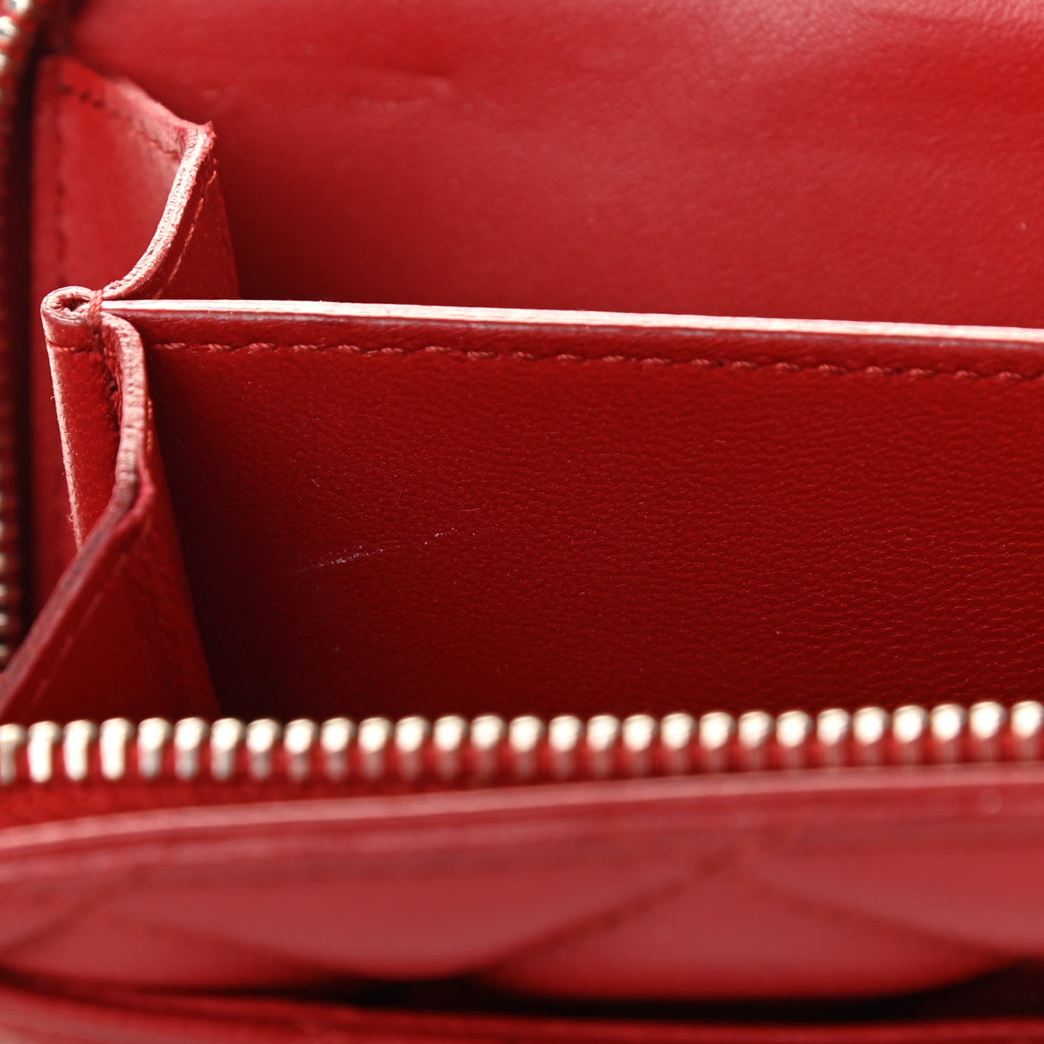 Chanel Lambskin Quilted Zipped Pocket Wallet Red 13 of 16
