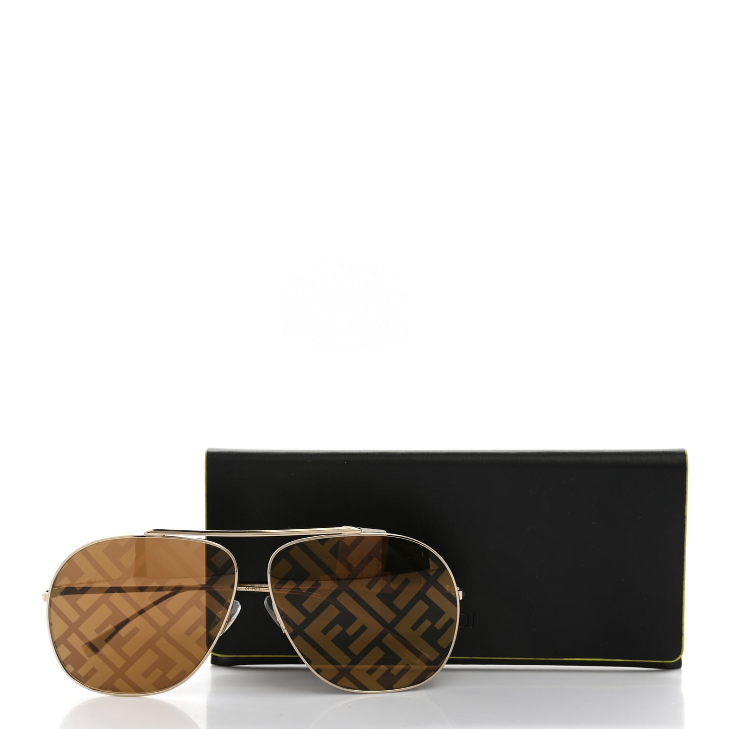 Metal Fendi Forever Aviator Sunglasses FF0407/G/S Gold