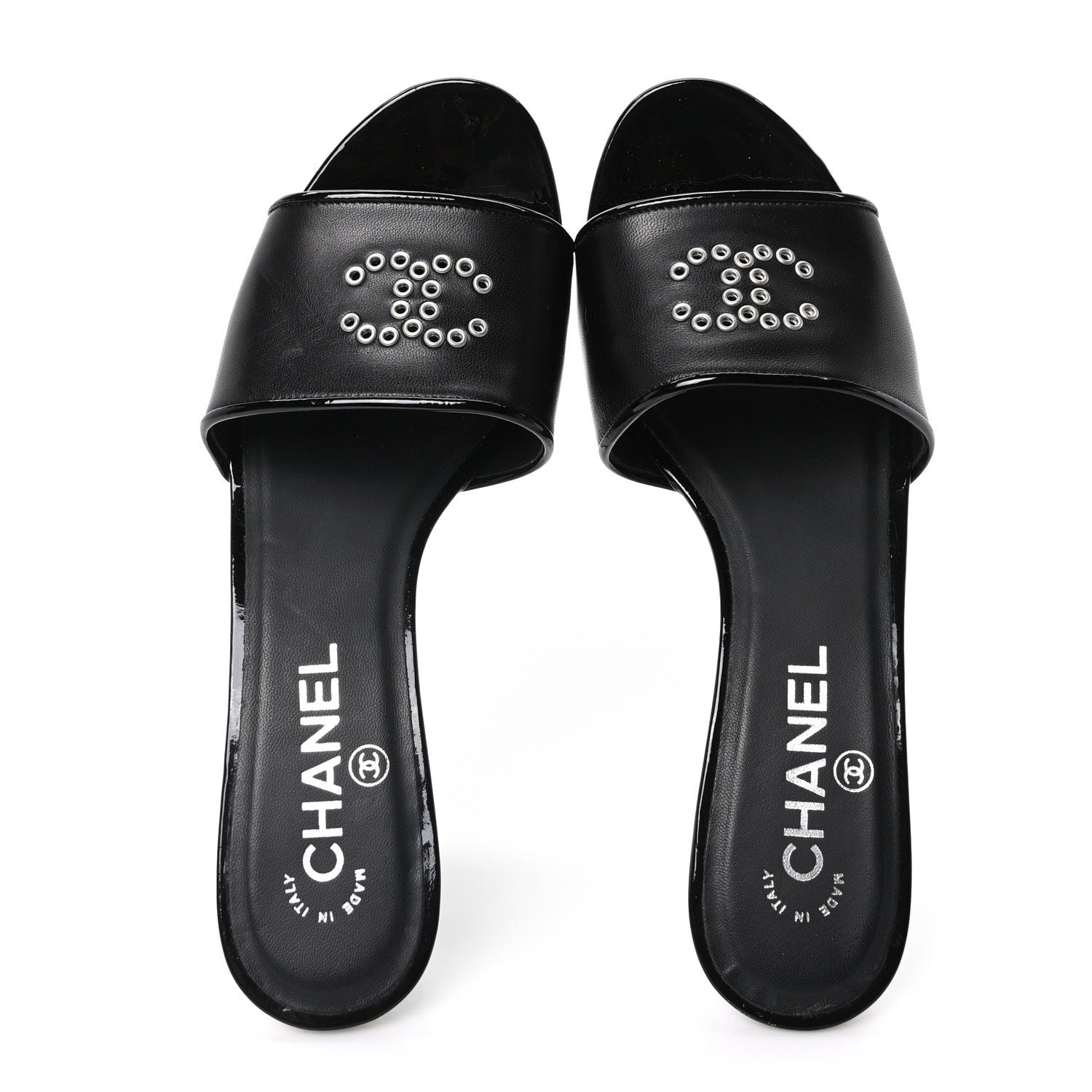 Chanel Lambskin Metallic Wedge 35.5 Black 2 of 9
