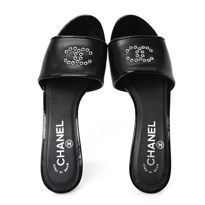 Chanel Lambskin Metallic Wedge 35.5 Black 2 of 9