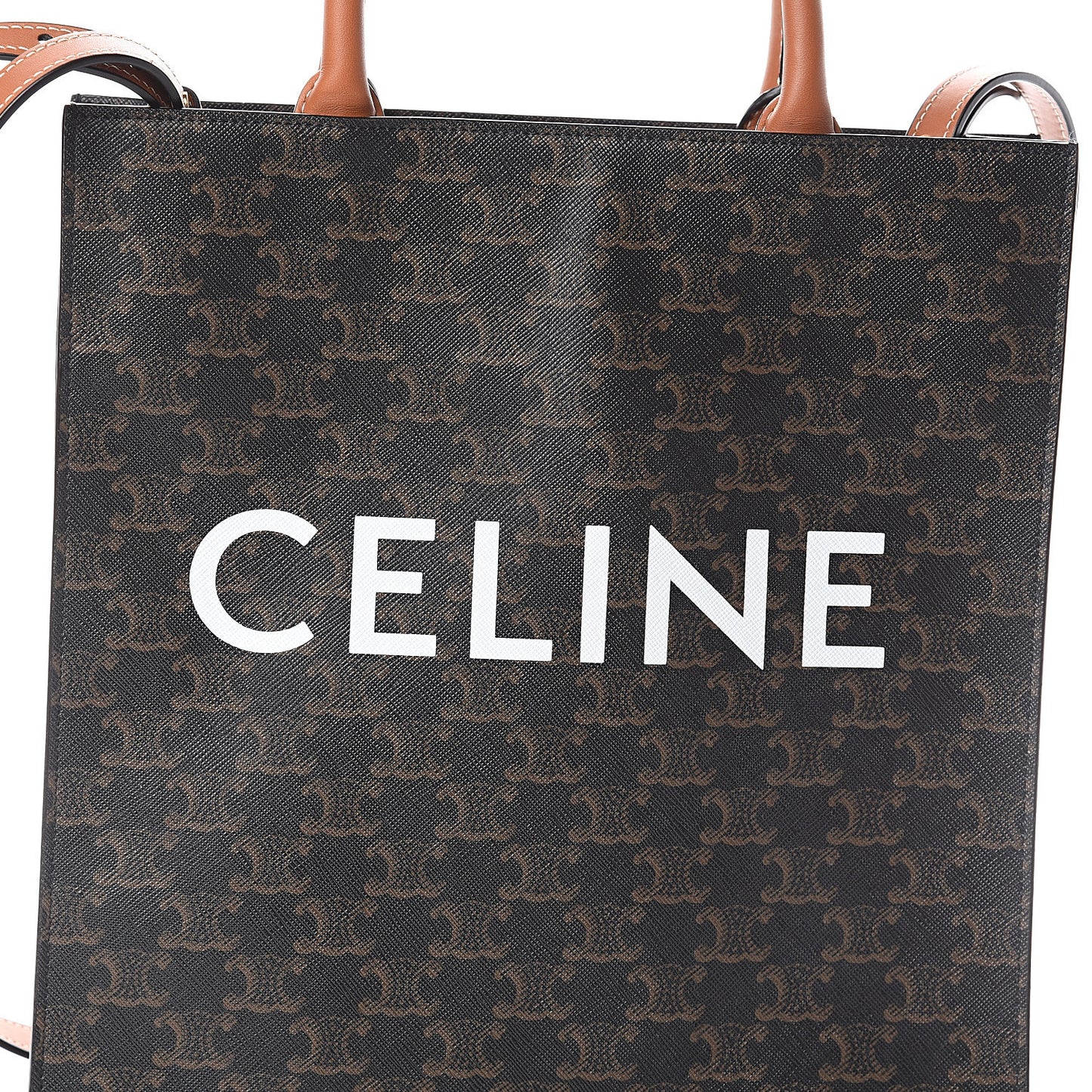 Triomphe Canvas Calfskin Small Vertical Cabas Tan