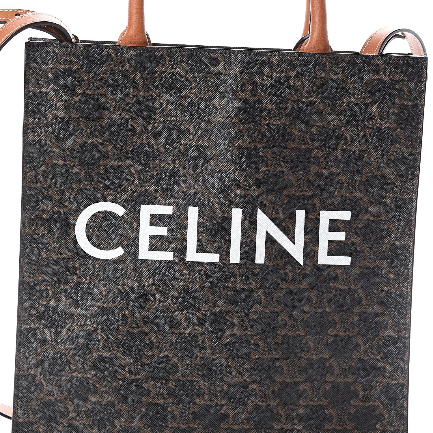 Celine Triomphe Canvas Calfskin Small Vertical Cabas Tan 6 of 8