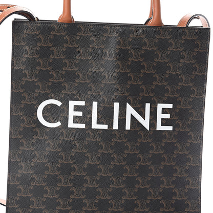 Celine Triomphe Canvas Calfskin Small Vertical Cabas Tan 6 of 8