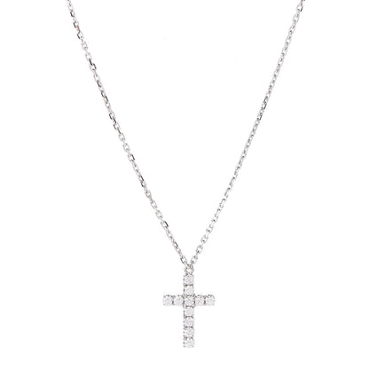 Cartier 18K White Gold Diamond Symbols Cross Pendant Necklace 4 of 6