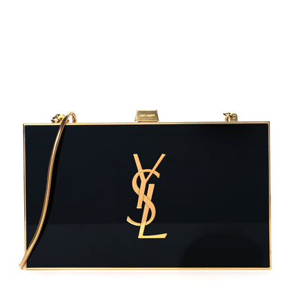 Saint Laurent Plexiglass Monogram Minaudiere Tuxedo Box Clutch Black 1 of 9