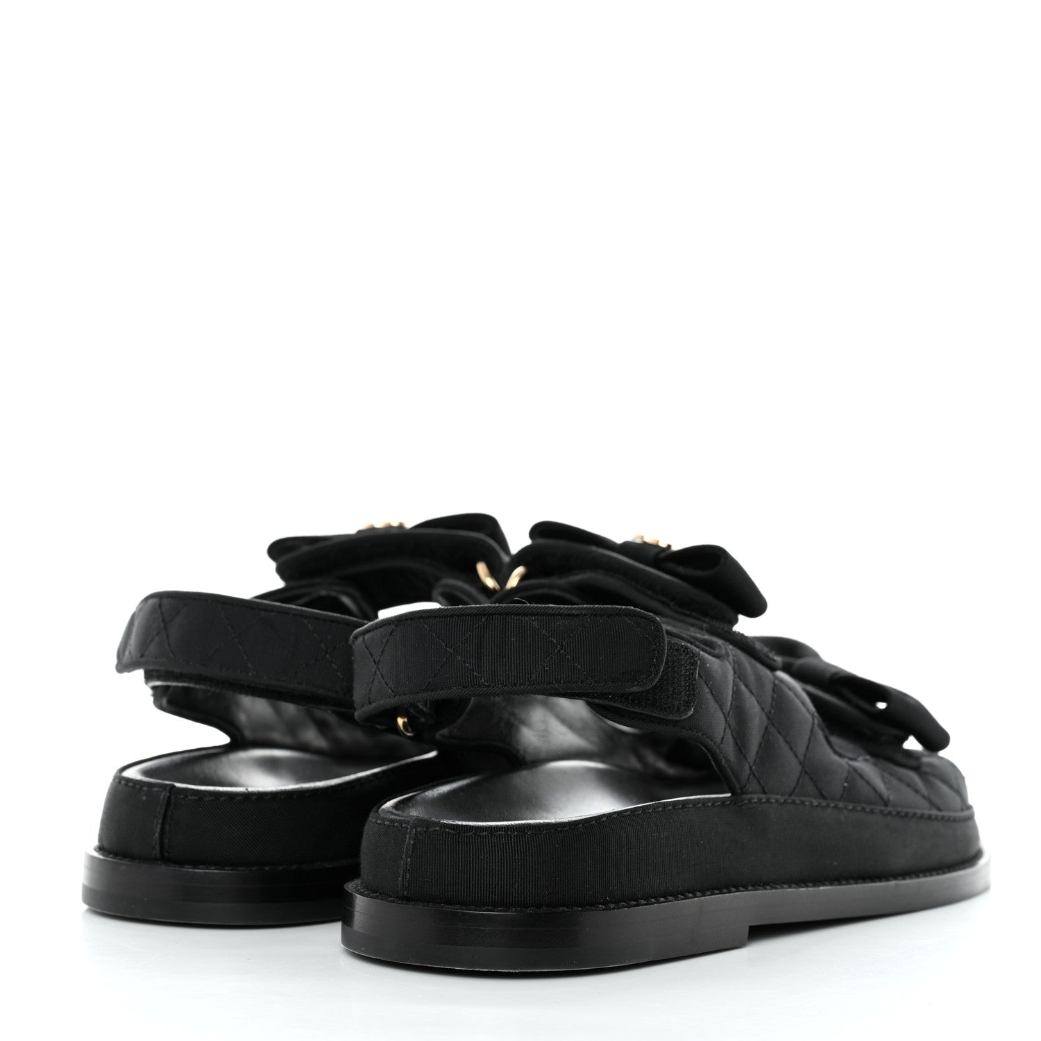 Chanel Grosgrain Quilted Bow Dad Sandals 38 Black 4 of 8