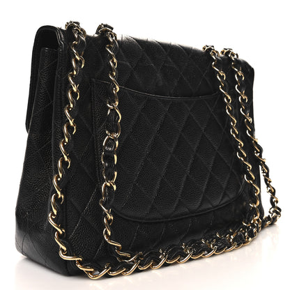Chanel Caviar Quilted Jumbo Single Flap Black 3 of 12