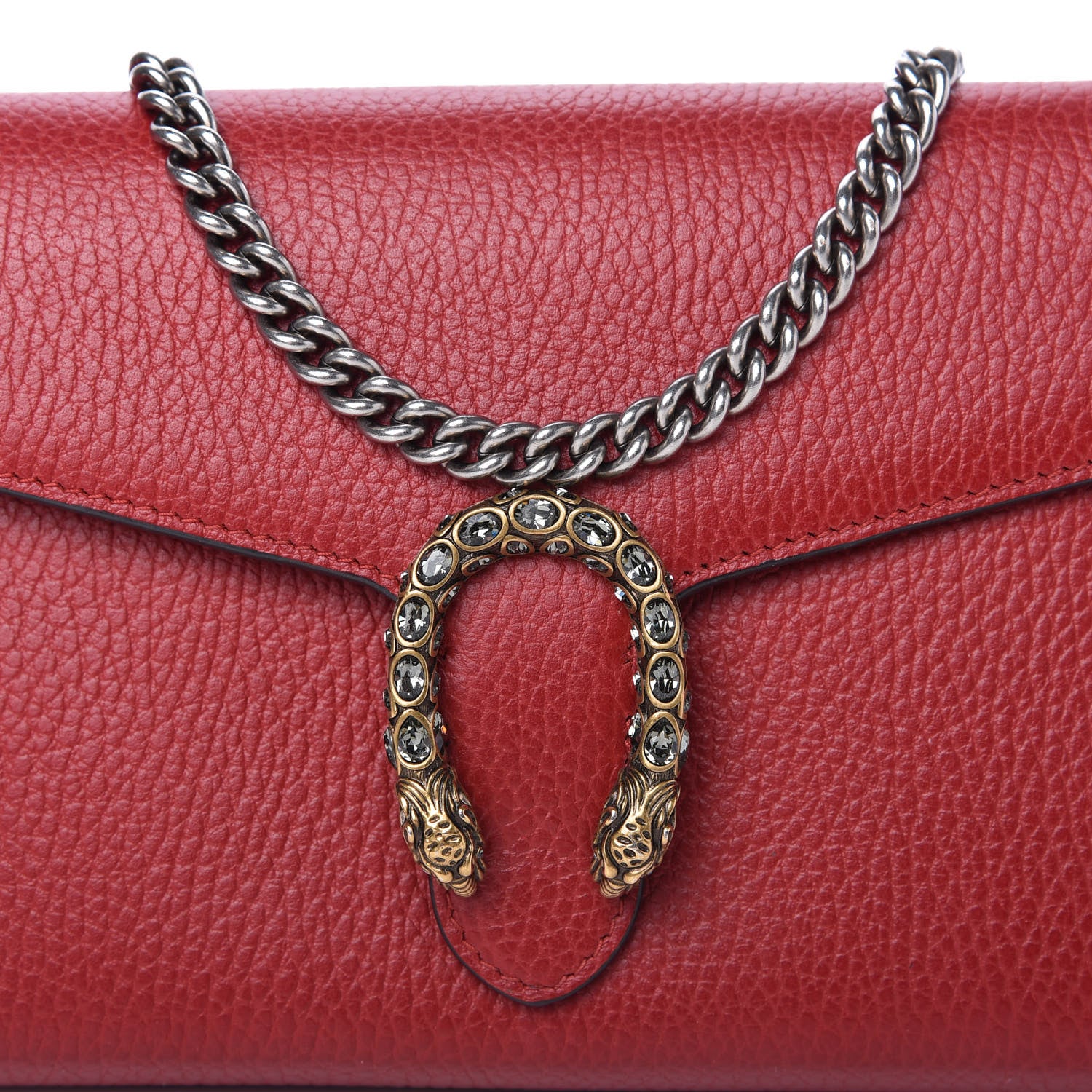 Gucci Calfskin Mini Dionysus Chain Wallet Hibiscus Red 10 of 10