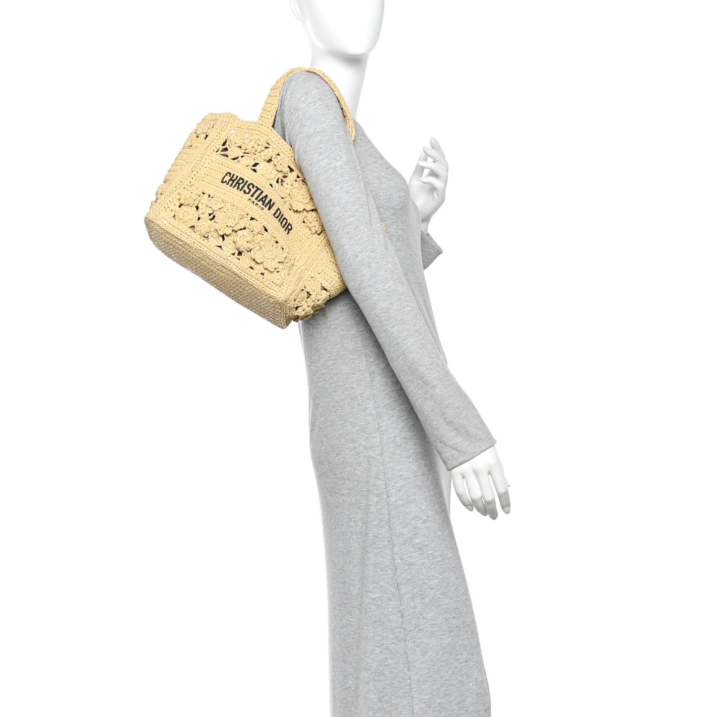 Woven Raffia Floral Embellished Small Book Tote Natural