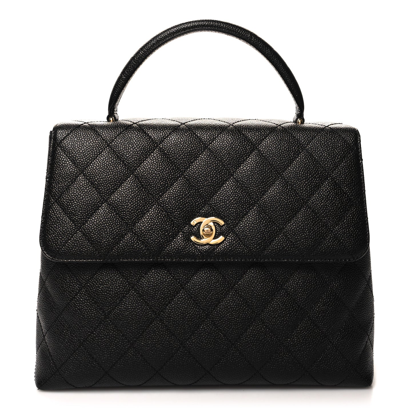 Caviar Quilted Jumbo Kelly Flap Black