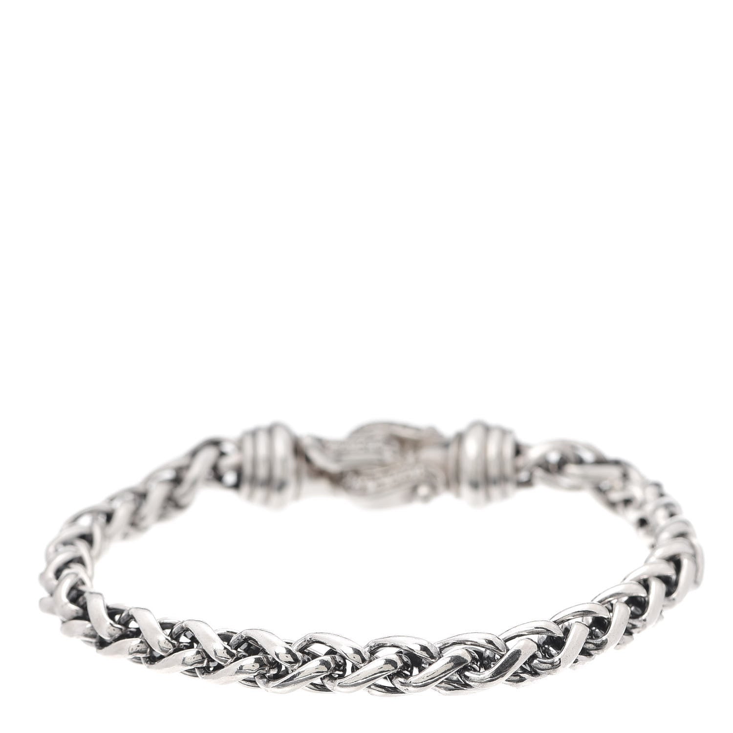 David Yurman Sterling Silver Diamond 6mm Buckle Wheat Chain Bracelet 3 of 4