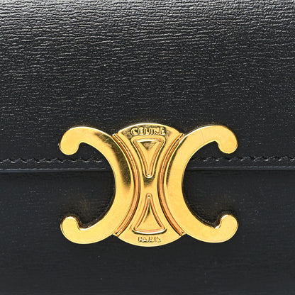 Celine Calfskin Compact Triomphe Wallet With Coin Purse Black 9 of 11
