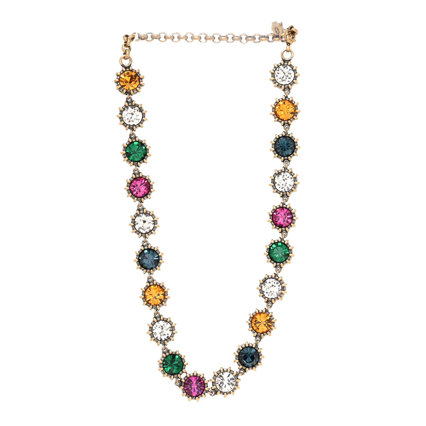 Crystal Butterfly Necklace Aged Gold Multicolor