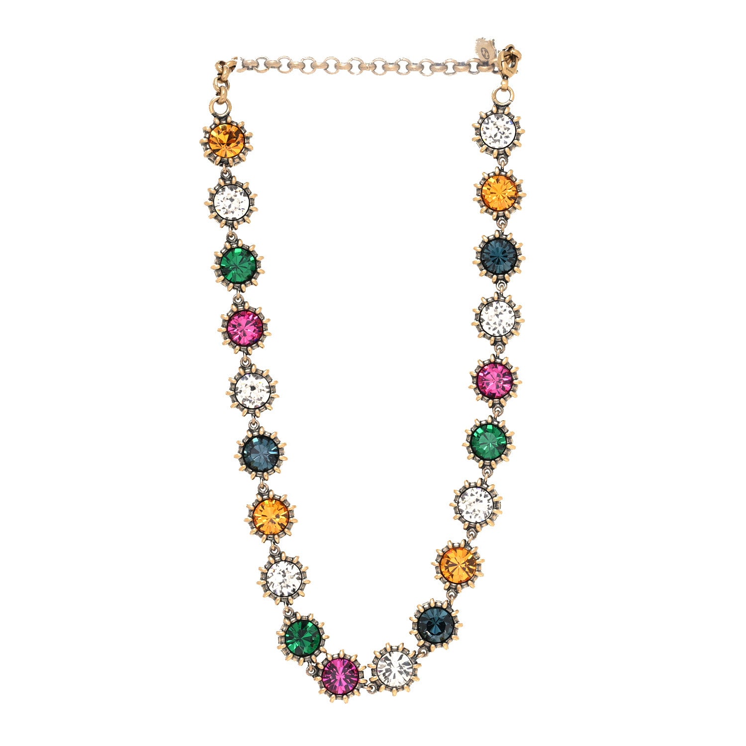 Gucci Crystal Butterfly Necklace Aged Gold Multicolor 2 of 4