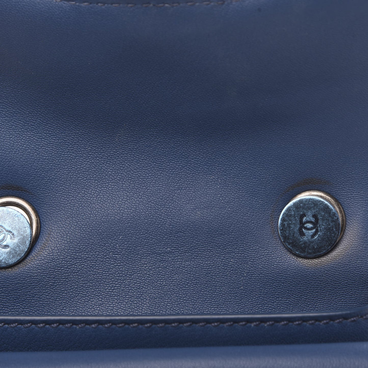 Lambskin Quilted Mini Natural CC Flap Blue