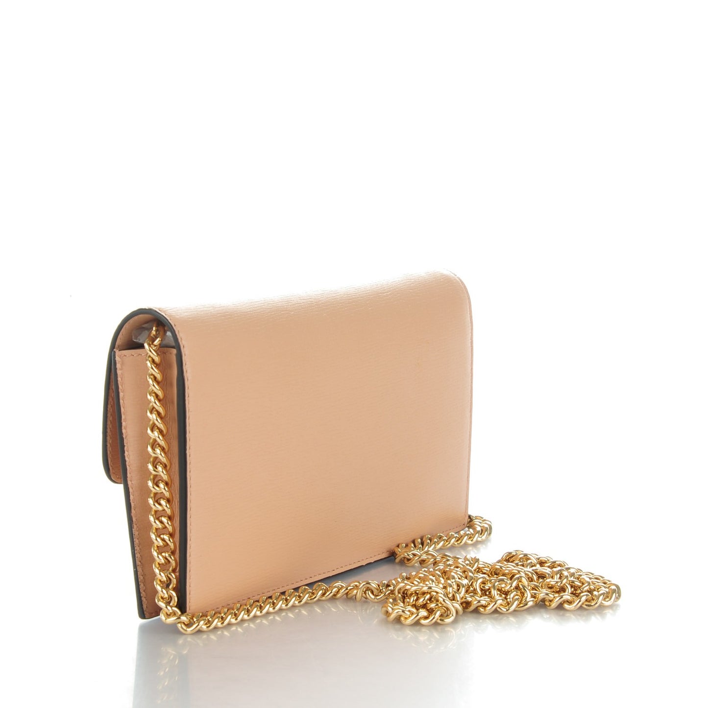 Textured Calfskin Icon Chain Wallet Pink Apricot