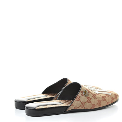 Gucci X MLB Monogram NY Yankees Embroidered Womens GG Slippers 40 Beige Ruggine 4 of 10