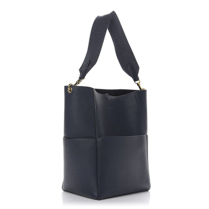 Celine Soft Grained Calfskin Sangle Bucket Bag Navy Blue 3 of 9