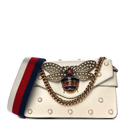 Gucci Nappa Pearl Studded Mini Queen Margaret Broadway Shoulder Bag Mystic White 1 of 17