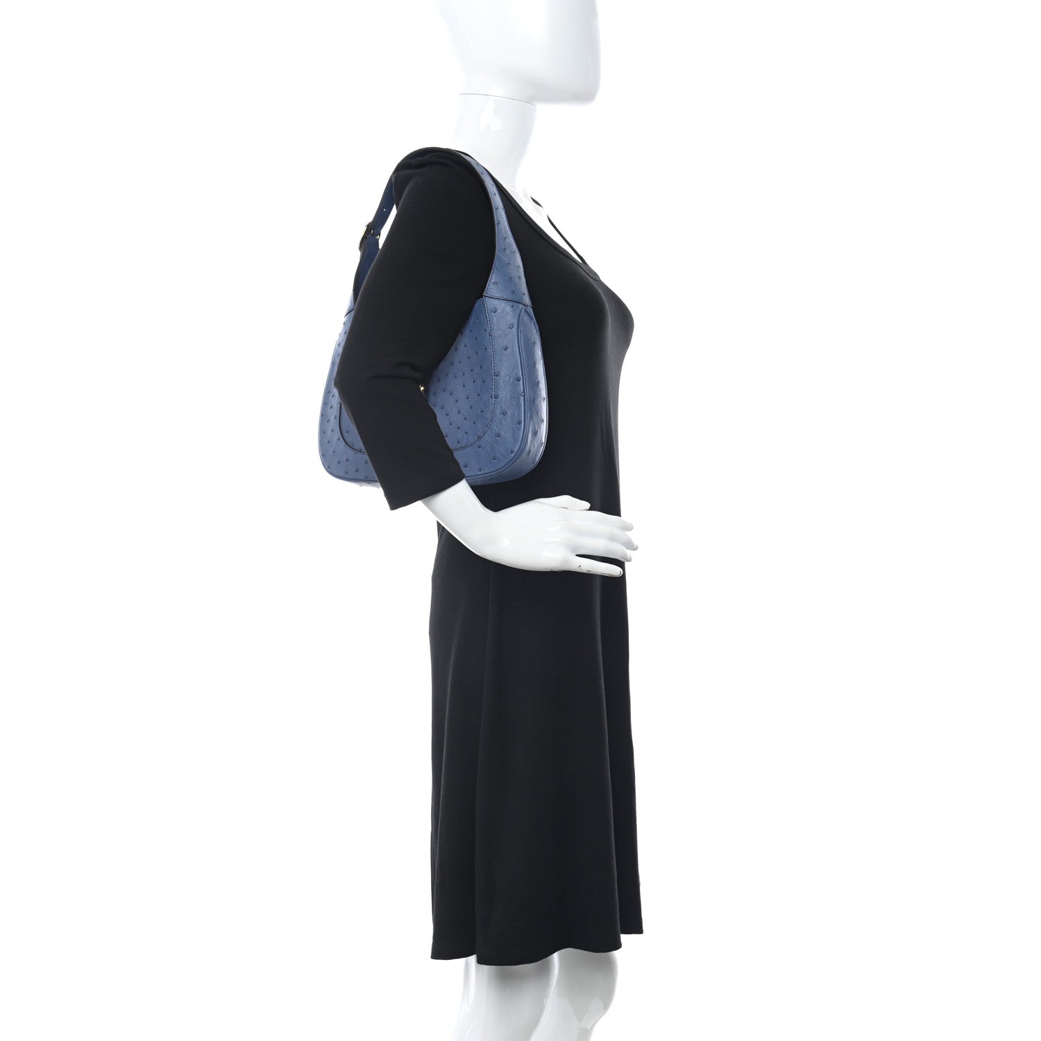 Gucci Ostrich Small Jackie 1961 Hobo Washed Indigo 2 of 11
