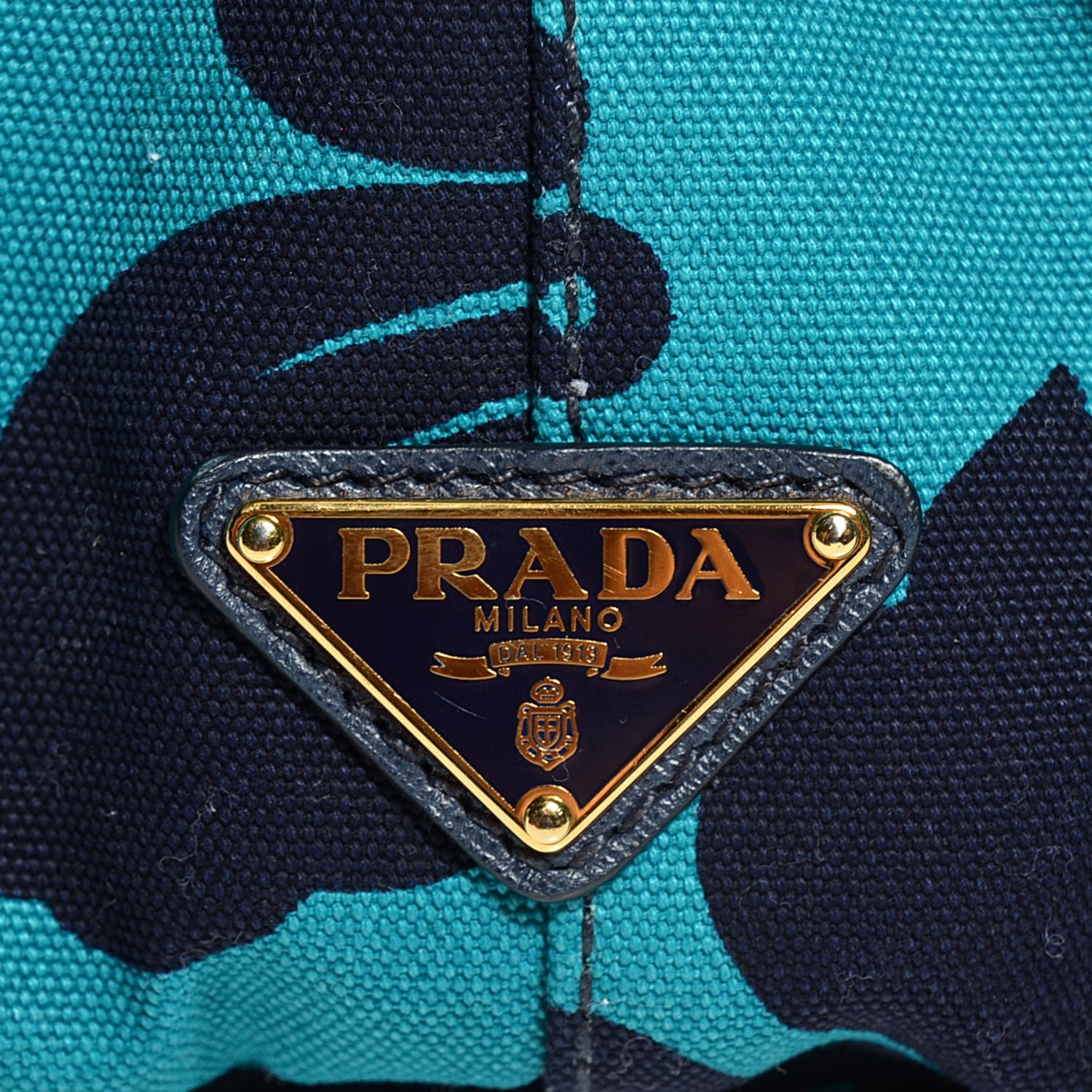 Prada Canvas Canapa Hibiscus Tote Turchese 6 of 10