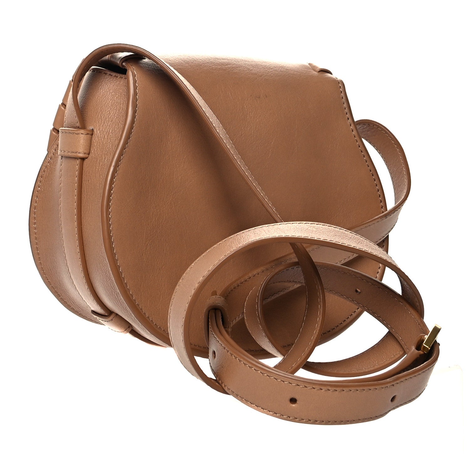 Chloe Calfskin Whipstitch Mini Marcie Round Crossbody Bag Light Tan 2 of 8