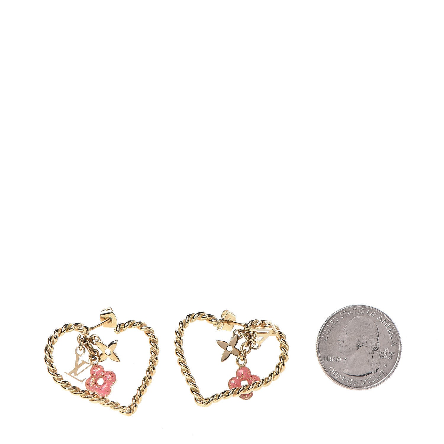 Louis Vuitton Sweet Monogram In My Heart Hoop Earrings Gold 2 of 3