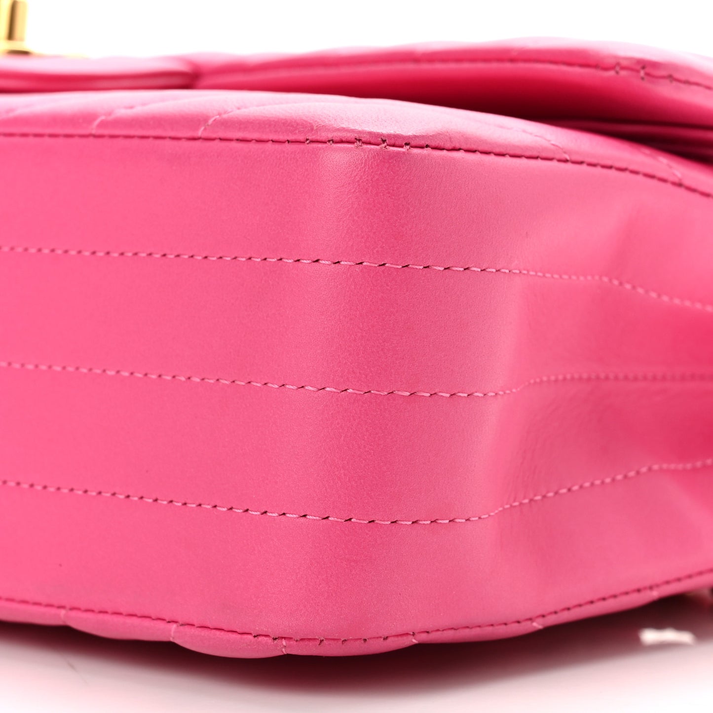Lambskin Chevron Quilted Medium Double Flap Pink