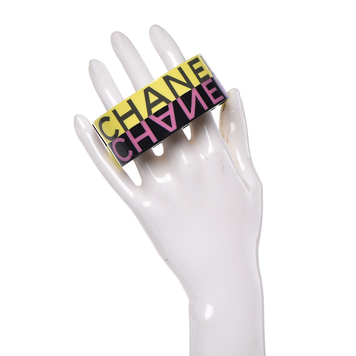 Resin CC Cuff Bracelet Black Yellow Pink