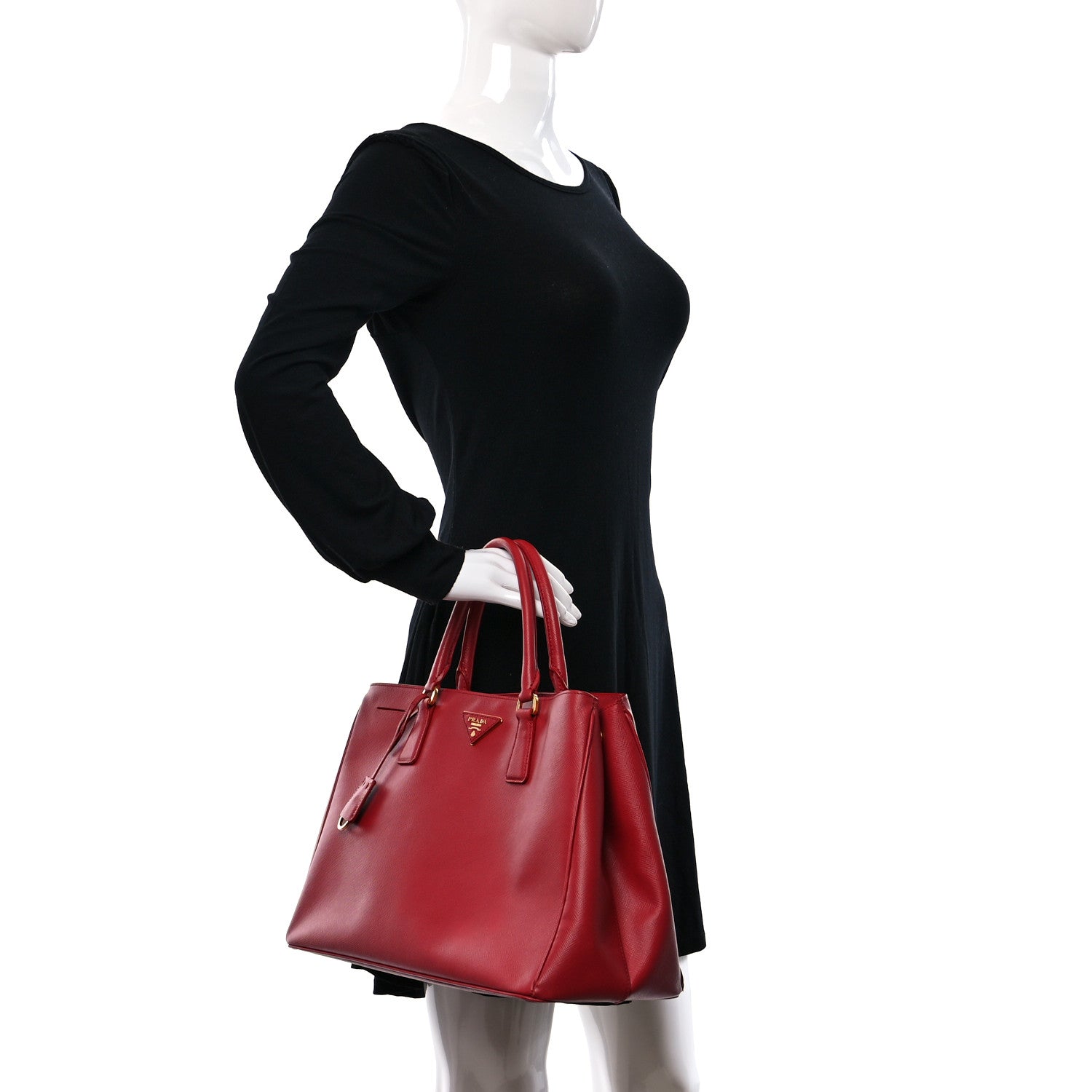 Prada Saffiano Lux Large Tote Fuoco 2 of 8