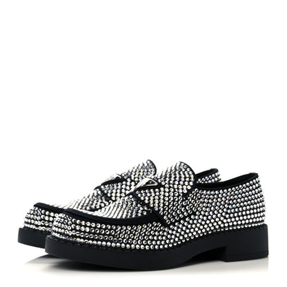 Prada Satin Crystal Metal Triangle Logo Mens Loafers 7 Crystal 3 of 7