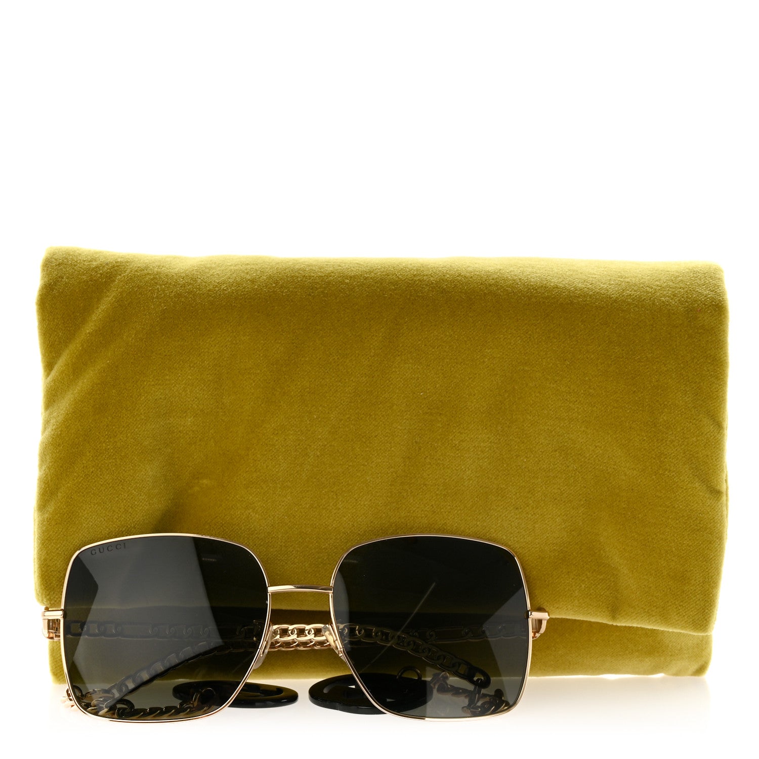 Gucci Square Frame Oversized Sunglasses GG0724S Gold 7 of 7